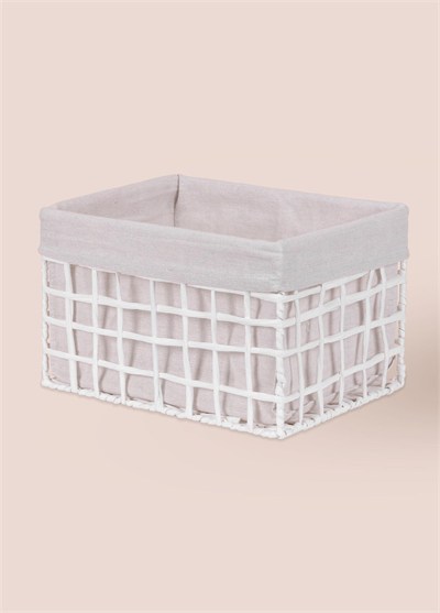 The Mia Braid Hasır Organizer Sepet Beyaz 30x22x19 cm