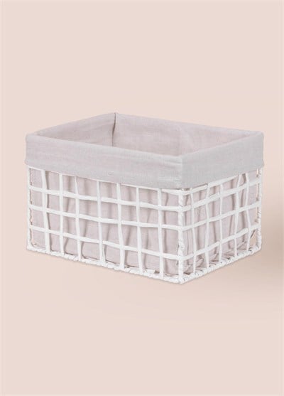 The Mia Braid Hasır Organizer Sepet Beyaz 30x22x19 cm