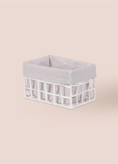 The Mia Braid Hasır Organizer Sepet Beyaz 22x14x13 cm