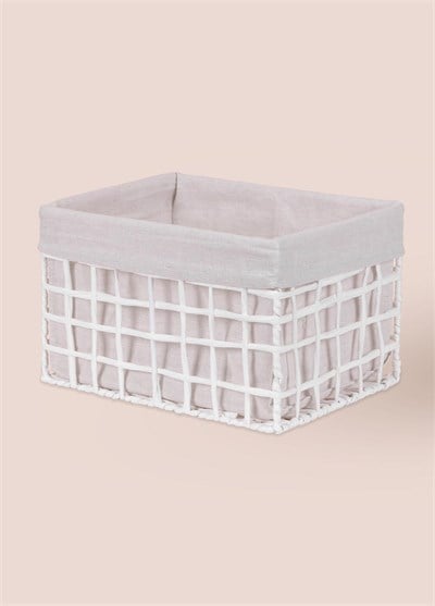The Mia Braid Hasır Organizer Sepet Beyaz 30x22x19 cm