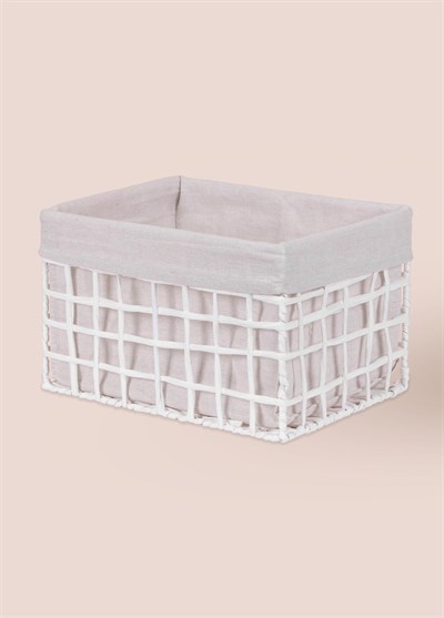 The Mia Braid Hasır Organizer Sepet Beyaz 30x22x19 cm