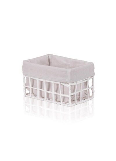 The Mia Braid Hasır Organizer Sepet Beyaz 22x14x13 cm