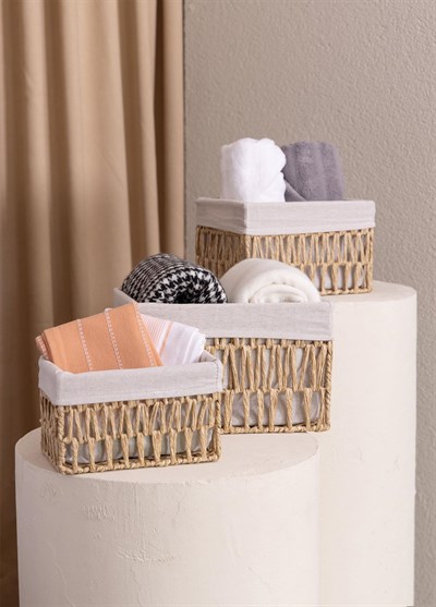 The Mia Cesta Hasır Organizer Sepet Naturel 22x14x13 cm