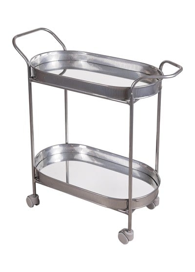 The Mia Servis Arabası Krom 2Raflı Tekerlekli 80x56x32 Cm