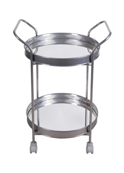 The Mia Servis Arabası Krom 2Raflı Tekerlekli 80x45 Cm