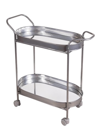 The Mia Servis Arabası Krom 2Raflı Tekerlekli 80x56x32 Cm