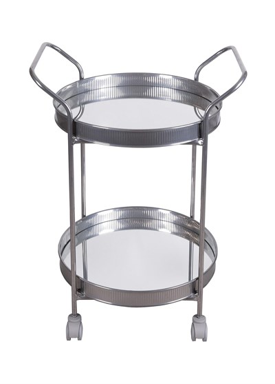 The Mia Servis Arabası Krom 2Raflı Tekerlekli 80x45 Cm