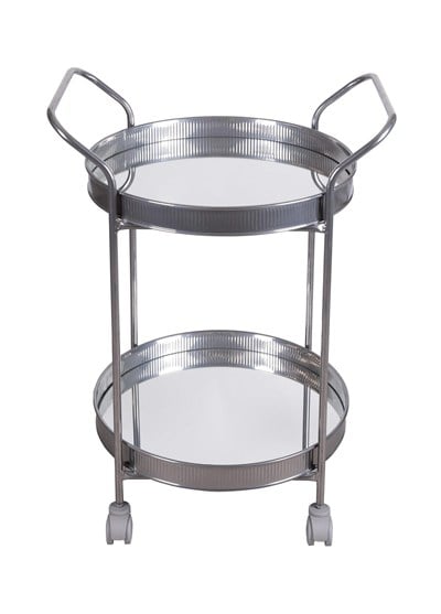 The Mia Servis Arabası Krom 2Raflı Tekerlekli 80x45 Cm