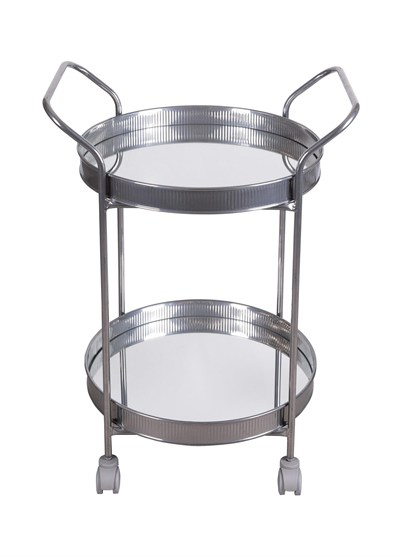 The Mia Servis Arabası Krom 2Raflı Tekerlekli 80x45 Cm