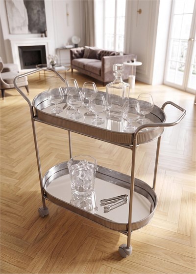 The Mia Servis Arabası Krom 2Raflı Tekerlekli 80x56x32 Cm