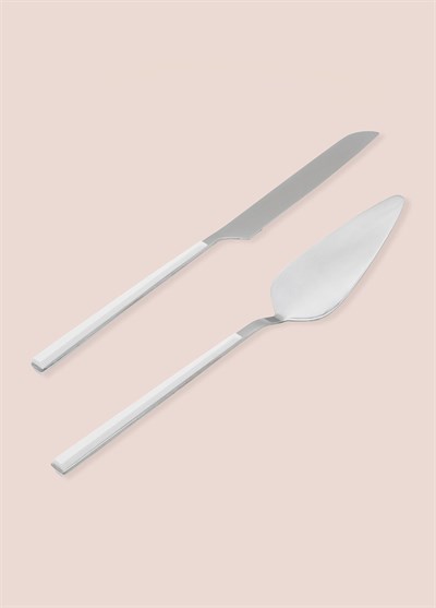 The Mia Bianco Pasta Servis Takımı Gümüş 2 Parça CKB0249