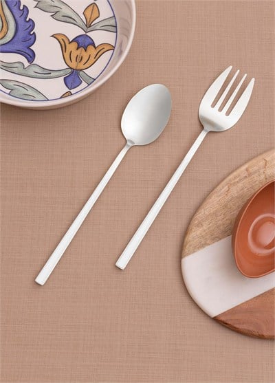 The Mia Bianco Salata Servis Takımı Gümüş 2 Parça CKB0246