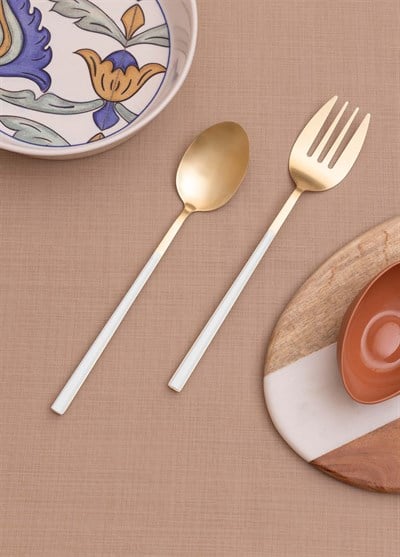 The Mia Bianco Salata Servis Takımı Gold 2 Parça CKB0247