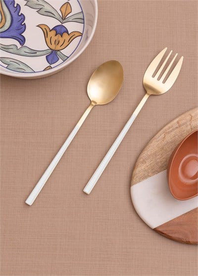The Mia Bianco Salata Servis Takımı Gold 2 Parça CKB0247
