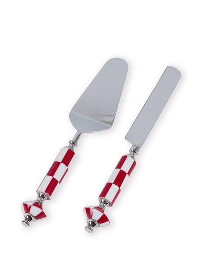 The Mia Gingham Pasta Servis Takımı Kırmızı Beyaz 2 Parça