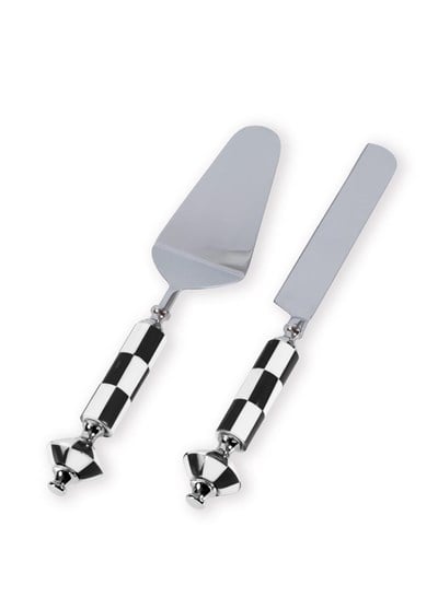 The Mia Gingham Pasta Servis Takımı Siyah Beyaz 2 Parça