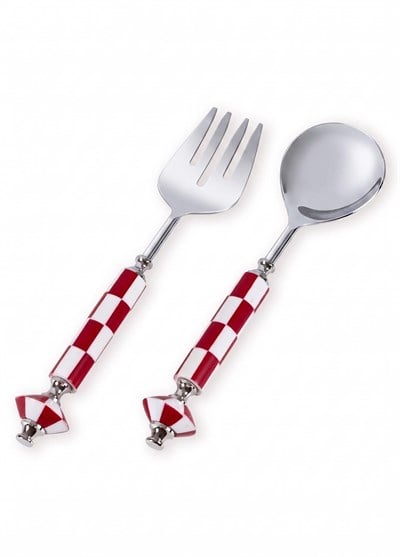 The Mia Gingham Salata Servis Takımı Kırmızı Beyaz 2 Parça