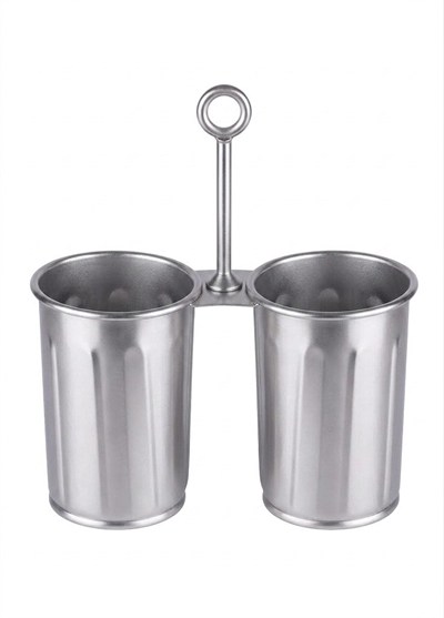 The Mia Krom Çift Bölmeli Kulplu Galvaniz Sunumluk 25 Cm