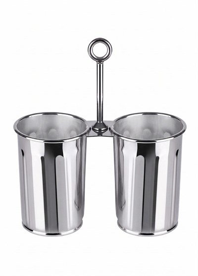 The Mia Krom Çift Bölmeli Kulplu Galvaniz Sunumluk 25 Cm