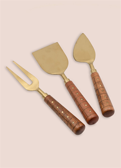 The Mia Wood Peynir Servis Takımı 3 Parça