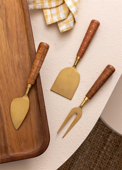 The Mia Wood Peynir Servis Takımı 3 Parça