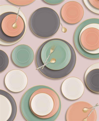 The Mia Basic Oval Servis Somon Pembe 4lü Set 17 cm