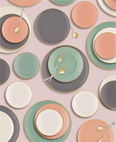 The Mia Basic Oval Servis Tabağı Somon Pembe 4lü Set 17 cm