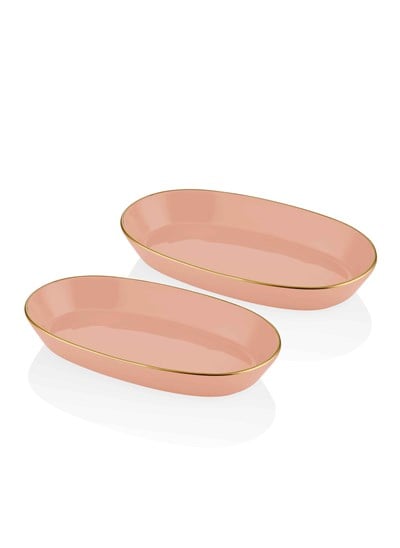 The Mia Basic Oval Servis Tabağı Somon Pembe 2li Set 29cm