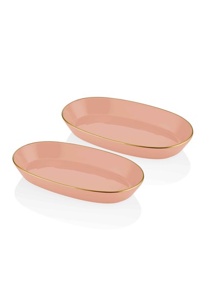 The Mia Basic Oval Servis Tabağı Somon Pembe 2li Set 29cm