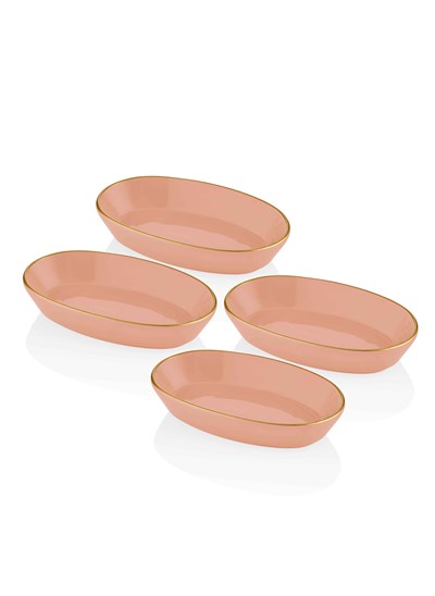 The Mia Basic Oval Servis Tabağı Somon Pembe 4lü Set 17 cm