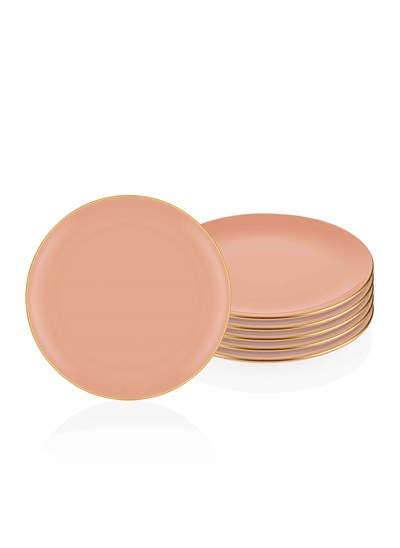The Mia Basic Servis Tabağı 6 Lı Set Somon Pembe - 26cm