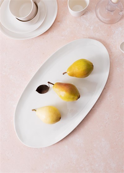 The Mia Cotta Limoges Oval Servis Tabağı Beyaz 43x22 cm