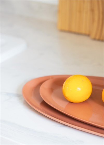 The Mia Cotta Limoges Oval Servis Tabağı Terracota 43x22cm