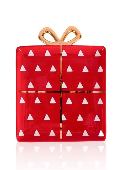 The Mia Fiyonk Figürlü Servis Tabağı Krımızı 22x17 cm