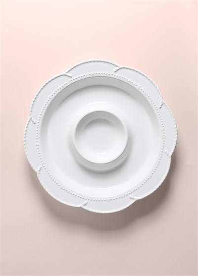 The Mia Grande Servis Tabağı Bölmeli Beyaz 39 cm GRD0013