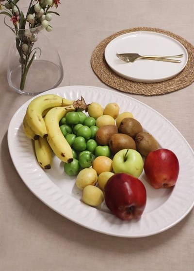 The Mia Grande Servis Tabağı Beyaz 50x37 cm