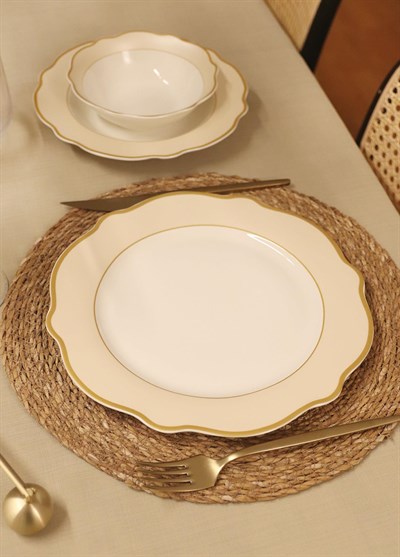 The Mia Jaswely Servis Tabağı 6 Parça Krem 27 Cm