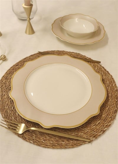 The Mia Jaswely Servis Tabağı 6 Parça Kum Beji 27 Cm