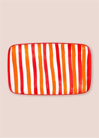 The Mia Joy Dikdörtgen Servis Tabağı Kırmızı 31x20 cm