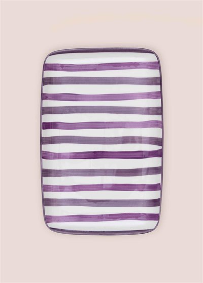 The Mia Joy Dikdörtgen Servis Tabağı Mor 33x21 cm