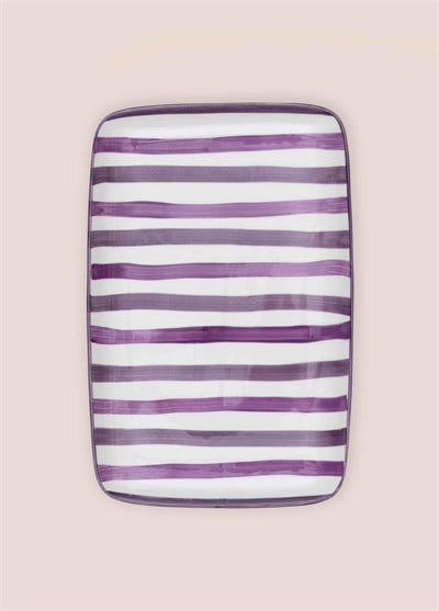 The Mia Joy Dikdörtgen Servis Tabağı Mor 31x20 cm