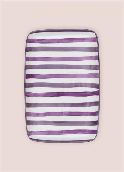 The Mia Joy Dikdörtgen Servis Tabağı Mor 33x21 cm