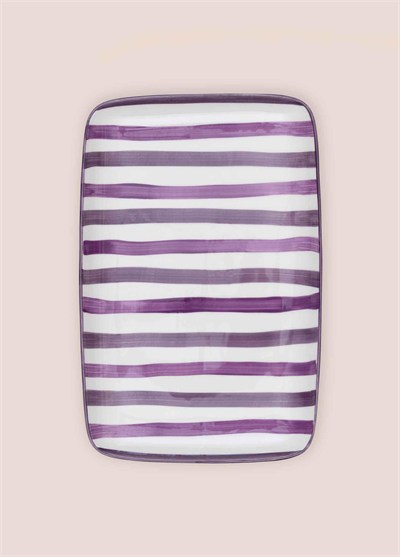 The Mia Joy Dikdörtgen Servis Tabağı Mor 31x20 cm