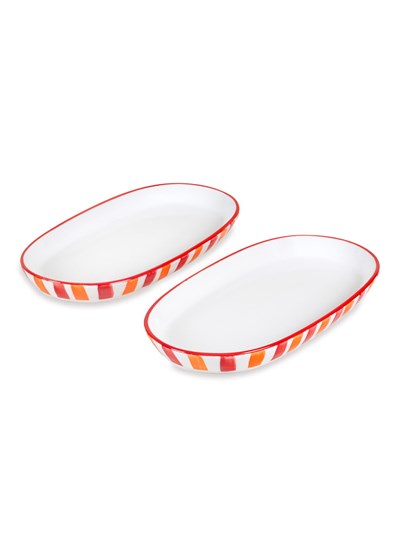 The Mia Joy Oval Servis Tabağı 2li Set Kırmızı 23 cm