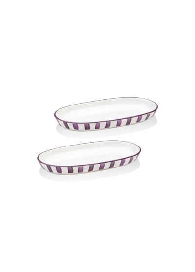 The Mia Joy Oval Servis Tabağı 2li Set Mor 17 cm