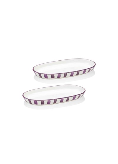 The Mia Joy Oval Servis Tabağı 2li Set Mor 17 cm