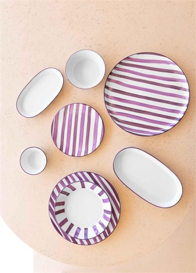 The Mia Joy Oval Servis Tabağı 2li Set Mor 17 cm