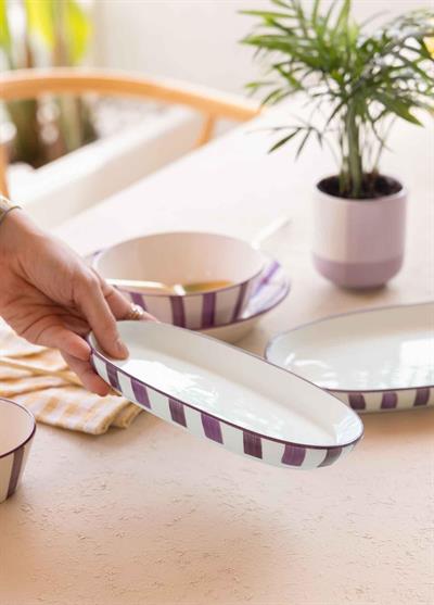 The Mia Joy Oval Servis 2li Set Mor 11x21x3 cm