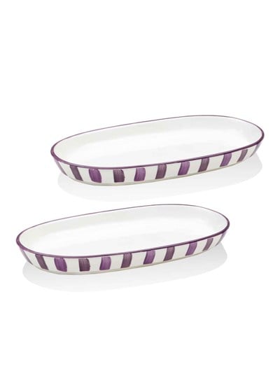 The Mia Joy Oval Servis Tabağı 2li Set Mor 29 cm