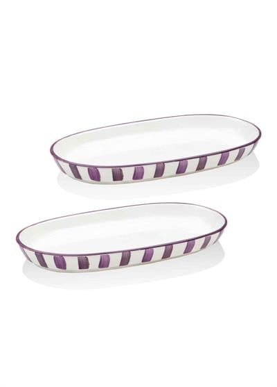 The Mia Joy Oval Servis 2li Set Mor 17x30x4 cm
